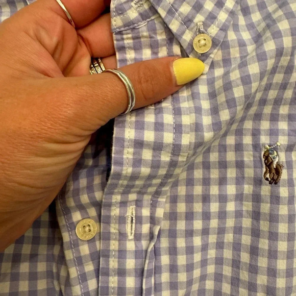 Ralph Lauren Short Sleeve Button Down Purple Gingham Shirt - Picture 3 of 5